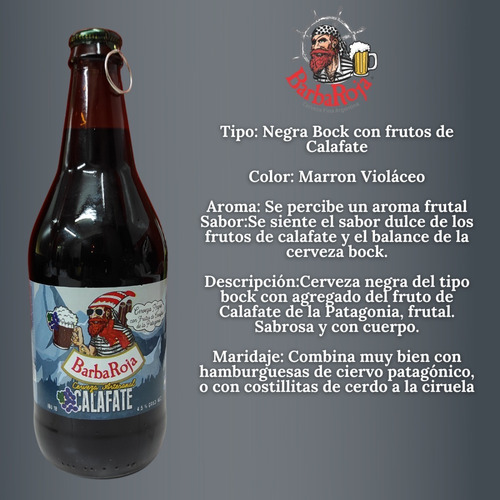 Imagen 2 de 10 de Cerveza Barba Roja Calafate 500ml. Negra Con Frutos