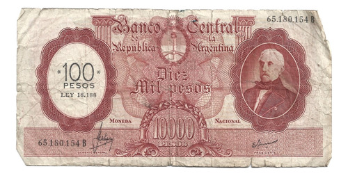 Liquido Billete Argentina. 10.000 Pesos M N Resellado
