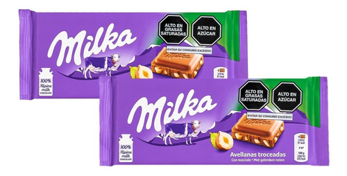 Chocolate Chocolates Milka Avellanas 2 Barras 100 Gramos C/u