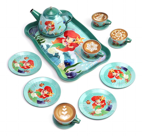 Motiloo Juego De Fiesta De Té De Sirena De 18 Piezas Para Ni