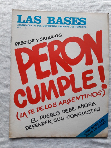 Revista Las Bases N° 88 2 De Abril De 1974 Precios Y Salario