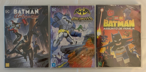 3 Dvds Dc Batman E Arlequina + Robôs Vs Mutantes + Lego