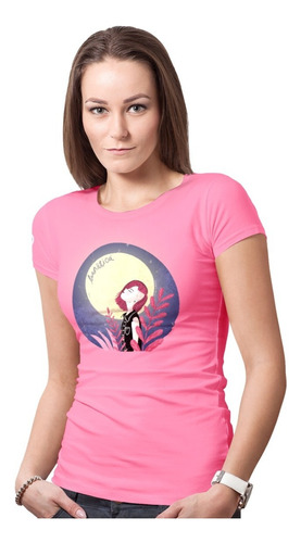 Camiseta Ilustrada Lunática - Rosa Neón - Cuello Redondo