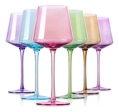 Juego De 6 Copas De Vino De Colores, Modernas Y Coloridas Co