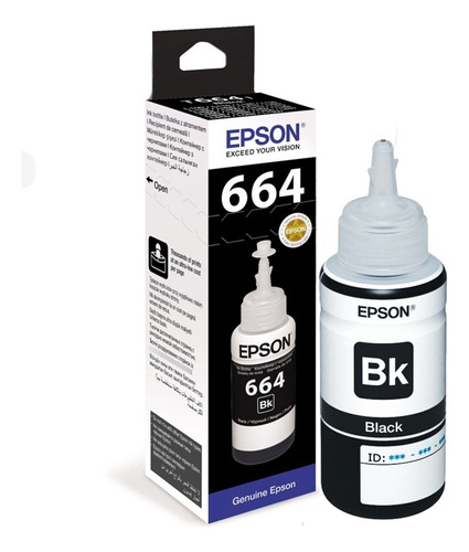 Botella Tinta Original Epson 664 Negro 70ml 