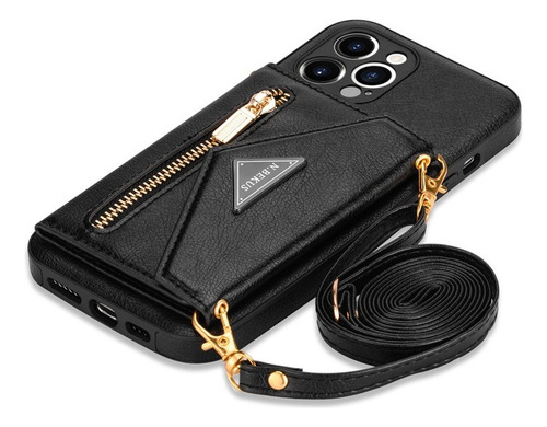 L Capa De Couro Para iPhone Com Design De Bolsa E Alça