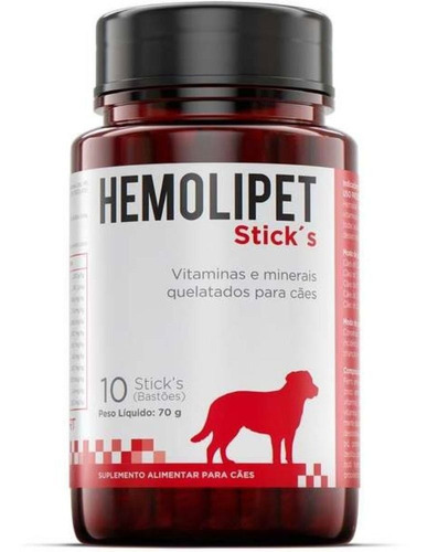 Hemolipet Stick's Suplemento Cães 70g- 10 Bastões - Oferta