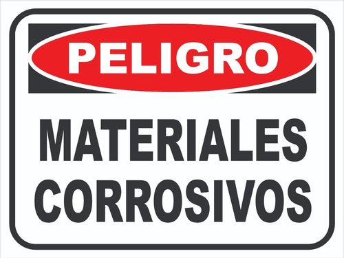 Cartel Peligro Materiales Corrosivos 30x40 Cm