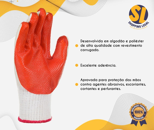 Imagem 3 de 7 de Luva Proteção Epi Poliéster Algod Látex Nat Tam 9 Deltaplus