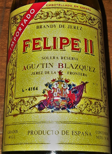 Botellita Miniatura Brandy De Jerez Felipe Ii Cerrada
