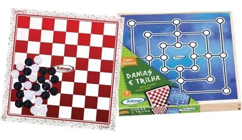 Jogo de Tabuleiro Damas Xalingo com Peças em Plástico - Branco+