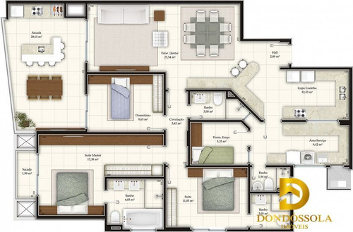 Imagem 15 de 15 de Apartamento Alto Padrão 2 Garagens 3 Dormitórios, Sendo 2 Suítes À Venda Em Criciúma/sc - 180