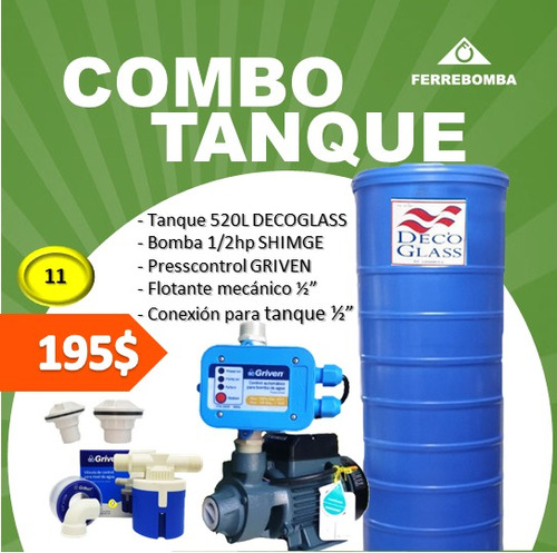 Combo Tanque 520lt Deco Glass, Accesorios,bomba 1/2hp Shimge