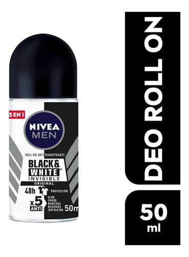 Antitranspirante Nivea Men Invisible Black & White Roll On 5