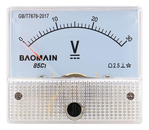 Baomain Voltímetro Analógico 85c1 Dc 0-30v Rectángulo Volt A