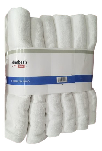 Toallas De Baño 70 Cm X 140 Cm 6 Pz Mc Color Blanco Lisa