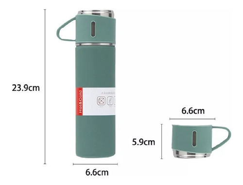 Set Termo 500ml + Vasos Térmicos - Agua Caliente