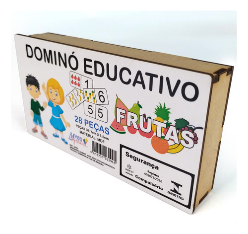 Brinquedo Pedagógico Dominó Educativo Madeira Furtas Numeros Mega Impress