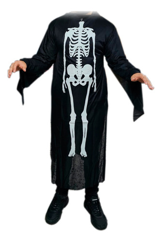 Disfraz Capa Traje Muerte Huesos Esqueleto Calavera adulto