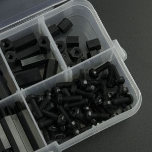 Kit de clasificación de tornillos de nailon negro M3 160 unidades 