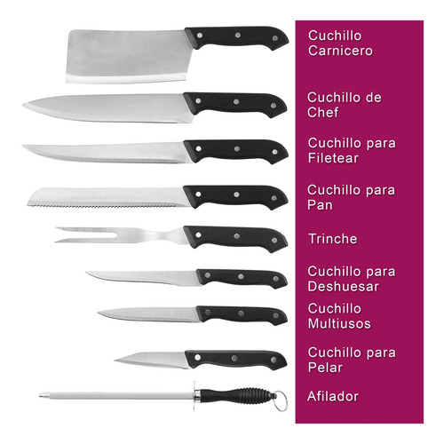 Juego De Cuchillos Acero Inoxidable Con Tabla Gratis- Jc1111