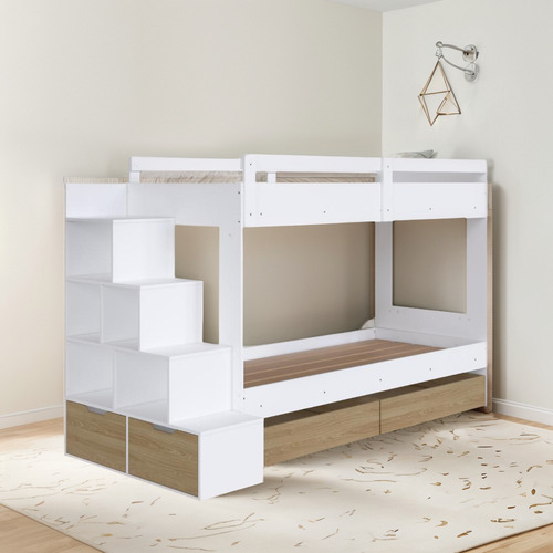 Cama Beliche Com Colchão Infantil Branco Marrom Completa