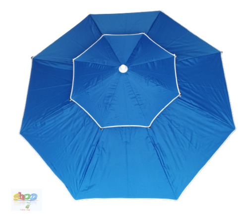 Parasol Lona Desfogue Azul 2.40mt Diam Imperm Varilla Fibra