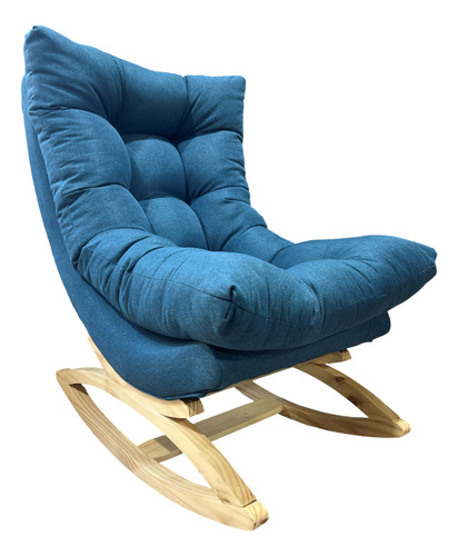 Silla Mecedora Coquette Azul Indigo Lino