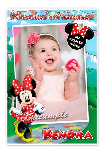 Cartel Feliz Cumpleaños Minnie Con Foto  Nombre Imprimible! 