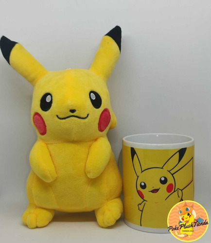 Imagen 2 de 5 de Promo Pikachu Peluche Más Tazón Y Stickers Envío Gratis
