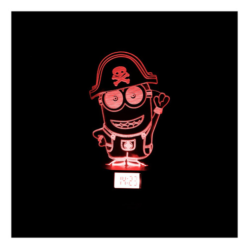 Lampara Usb Minion Pirata Base Reloj