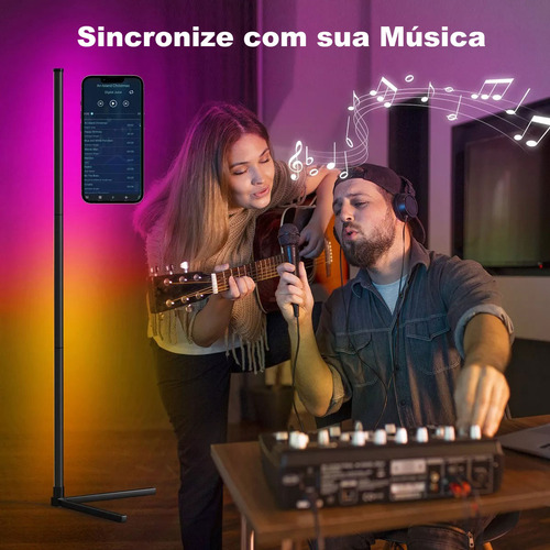 Luminária Piso Canto Com Luminária Pé Controle Remoto