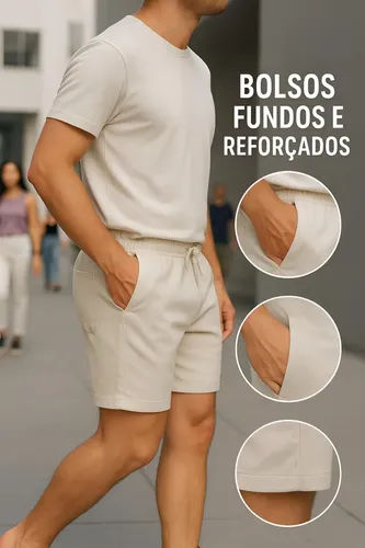Short De Linho Masculino Bermuda Leve Praia Verao Novidade