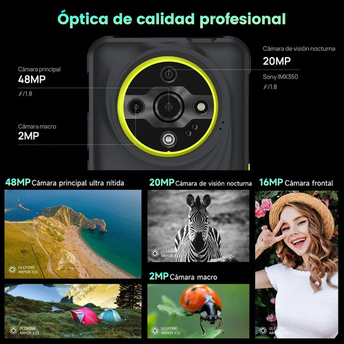 Celular Ulefone Armor X31 Dual Sim Teléfono Resistente Android 14 6.56 6+6gb Ram 128gb Rom Cámara Nocturna Nfc Ir Blaster Smartphone Versión Global