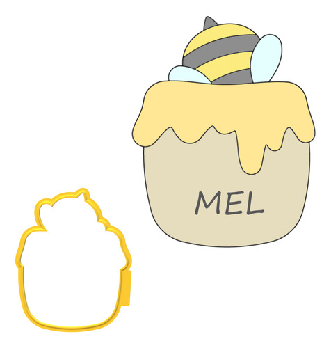 Cortador Para Biscoito Animais Abelha Mel Afogando Pote