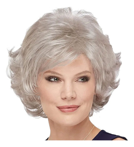 Peluca Corta Gris Plateada For Mujer Pelucas De Pelo