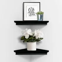 Comprar Estantes Esquineros Flotantes Negros Juego De 2 Para Decorac