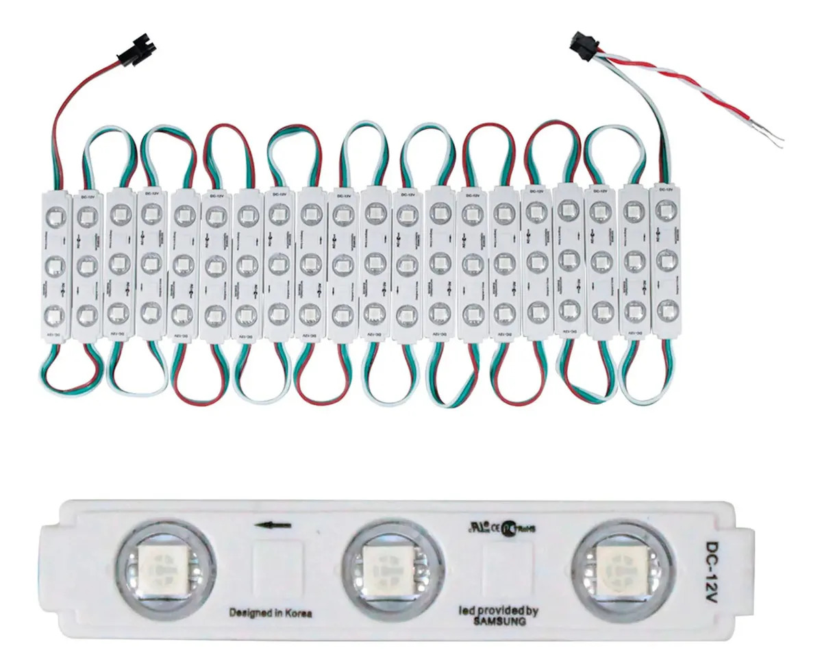 Kit 200 Módulo Led 3 Led Rgb 5050 1,5w Colorido Rgb