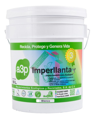 A3p Imperllanta 3 Años Impermeabilizante Color Blanco 19lts