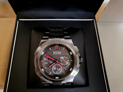 Reloj Hugo Boss Supernova Grey/red Impecable Gris Gris Oscuro Gris Oscuro (Usado)