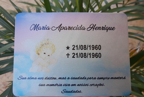 Placa Para Jazigo Túmulo Lápide Homenagem Sergipe Aracaju Se