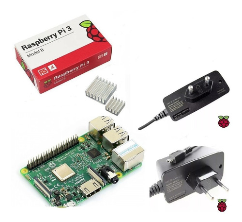 Kit Raspberry Pi3 Model B + Fonte  + Dissipador