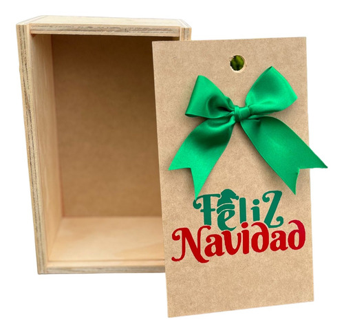 Caja Tapa Corrediza Madera Regalo Navidad 25x15x9.5 Cm