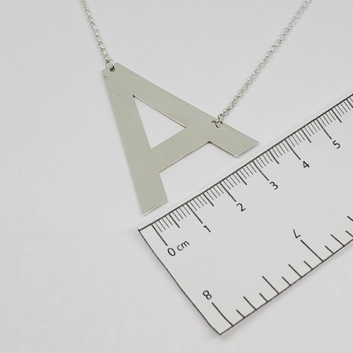 Imagen 5 de 6 de Cadena Plata Rolo Con Letra Inicial A Grande 35 X 40mm