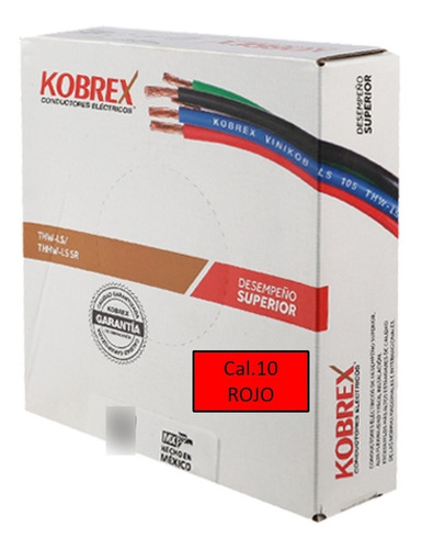 Imagen 1 de 4 de Caja 100 Mts Cable Rojo Cal 10 Awg Kobrex Vinikob 100% Cobre