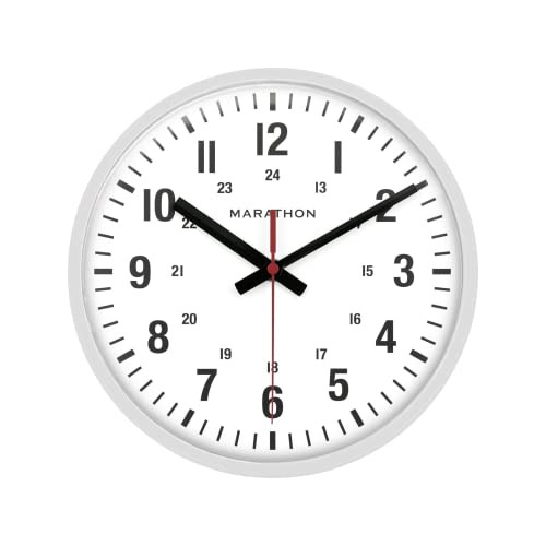 Reloj Analógico De 10 Pulgadas, Blanco, Segundero Cont...