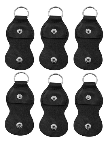 Fmhxg 6pcs Guitarra Púas Soporte Estuche Cuero Negro Hebilla