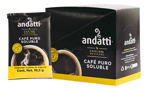 Café Soluble Andatti Paquete Con 12 Sobres De 10.5 Gr C/u