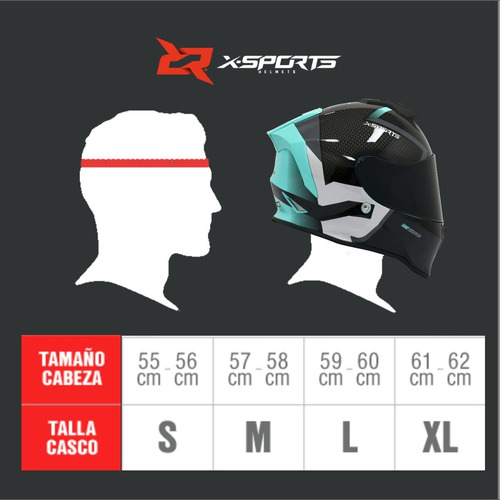 Imagen 7 de 7 de Casco X-sports V151 Negro Mate