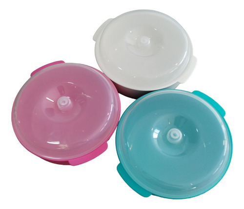 Ensaladera Bowl C Tapa X3 U Plastico Campana Grueso Asas 4 L